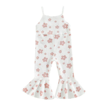 Sleeveless Floral Waffle Toddler Jumpsuit White 12-18 M 