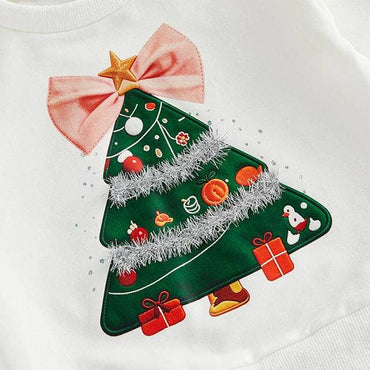 Long Sleeve Christmas Tree Flared Toddler Set