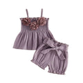 Sleeveless Floral Smocked Toddler Set Purple 12-18 M