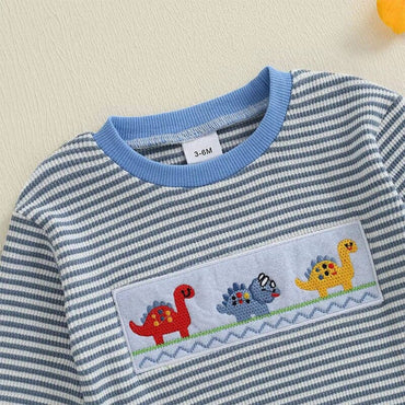 Dino Cars Striped Baby Sweatshirt