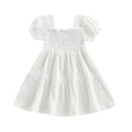Puff Sleeve Solid Toddler Dress White 12-18 M