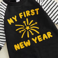 My First New Year Striped Baby Jumpsuit