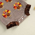 Long Sleeve Striped Thanksgiving Baby Romper