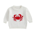 Long Sleeve Crab Knit Baby Sweater White 0-3 M