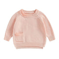 Solid Pocket Knitted Baby Sweater Sweater The Trendy Toddlers Pink 3-6 M 