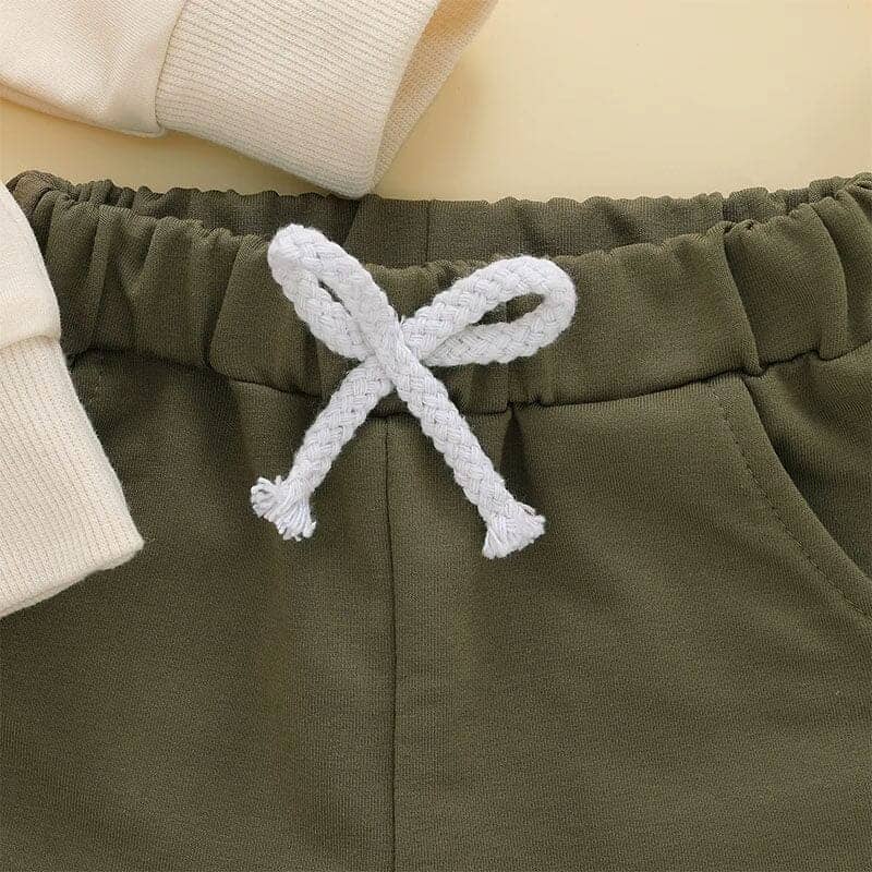 Little Girl Long Sleeve Tractors Solid Pants 2-Piece Outfit