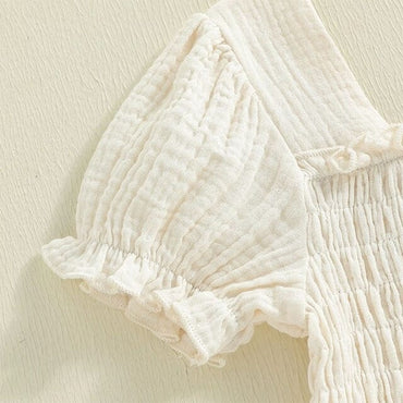 Puff Sleeve Solid Toddler Dress