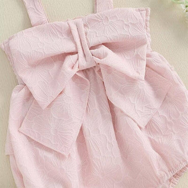 Sleeveless Solid Bow Baby Romper