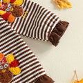 Long Sleeve Striped Thanksgiving Baby Romper