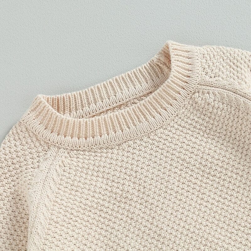 Solid Pocket Knitted Baby Sweater   