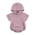 Short Sleeve Solid Hooded Baby Romper Purple 0-3 M 