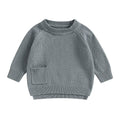 Solid Pocket Knitted Baby Sweater Sweater The Trendy Toddlers Gray 3-6 M 