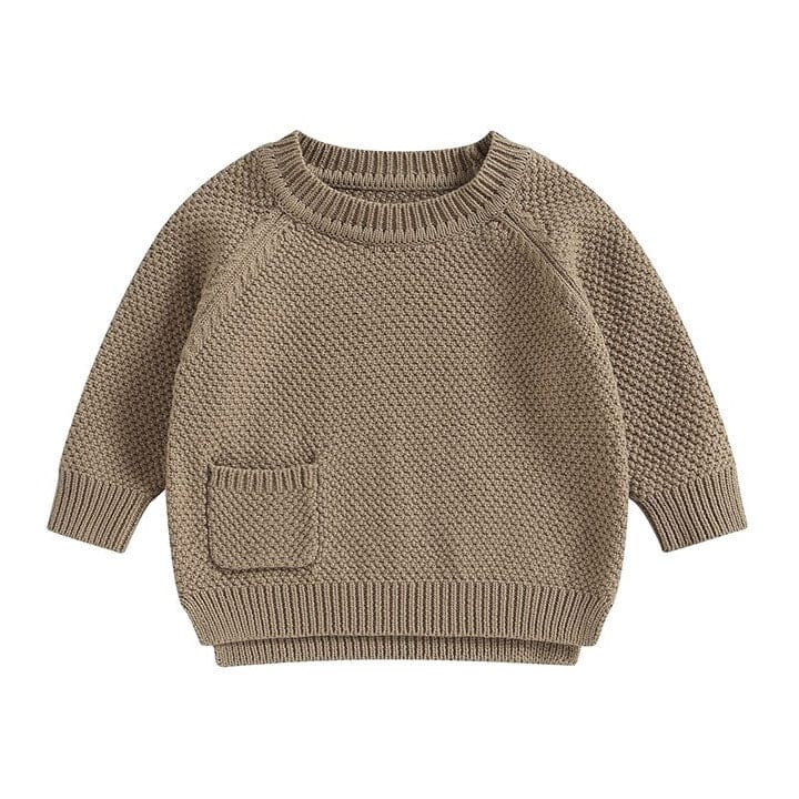 Solid Pocket Knitted Baby Sweater Peanut 3-6 M 