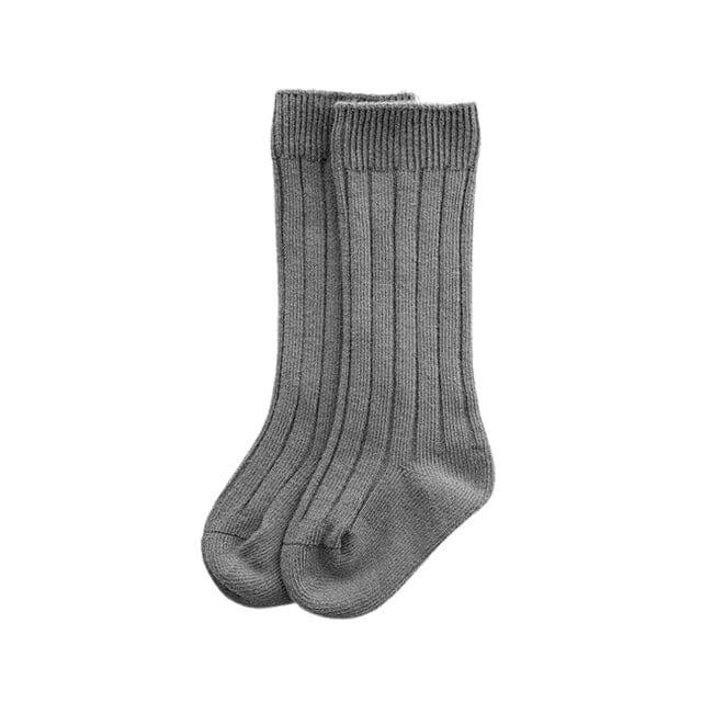 Ribbed Thigh High Baby Socks Gray 0-6 M 