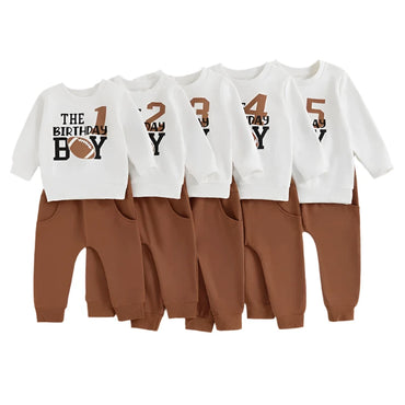 Long Sleeve Birthday Boy Football Toddler Set   