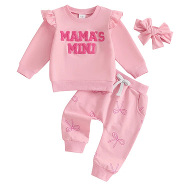 Long Sleeve Ruffle Mama's Mini Bow Set 3-6 M  