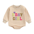 Birthday Chenille Letter Baby Bodysuit Beige 9-12 M 