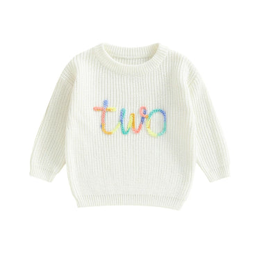 Birthday Rainbow Embroidery Toddler Sweater   