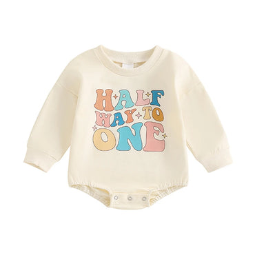 Half Way To One Retro Baby Bodysuit 6-9 M  