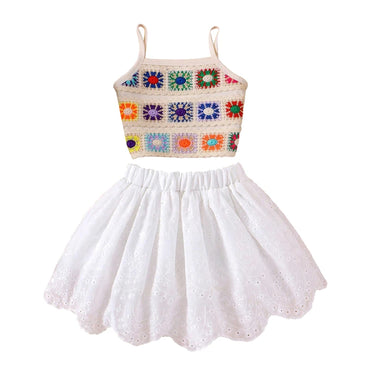 Crochet Top Eyelet Skirt Set 6T  