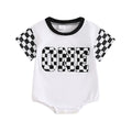 Race Flag Baby Birthday Romper 12-18 M  