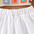 Crochet Top Eyelet Skirt Set   