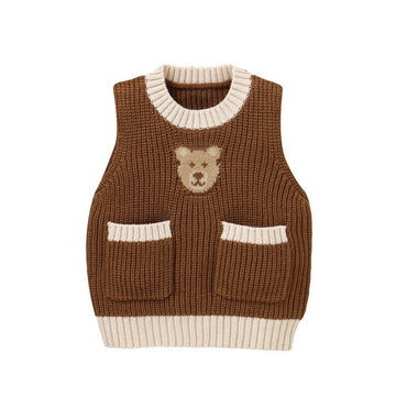 Knit Baby Vest Brown 6-9 M 