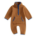 Baby Fleece Jumpsuit Brown 0-3 M 