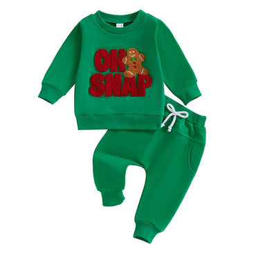 Oh Snap Christmas Gingerbread Toddler Set Green 3-6 M 