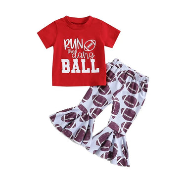 Toddler Girl Short Sleeve Run The Ball Football Set   