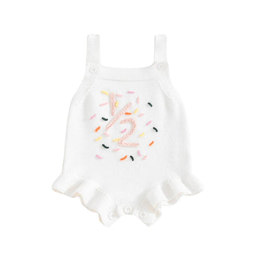 Half Birthday Embroidered Sprinkle Baby Romper White 3-6 M 