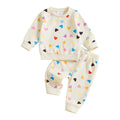 Rainbow Hearts Waffle Long Sleeve Baby Set 3-6 M  