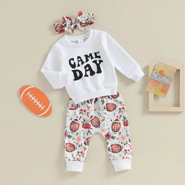 Long Sleeve Game Day Football Girls Pants Set   