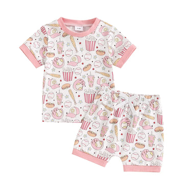 Pink Baseball Baby Girl Set WHITE 3T 