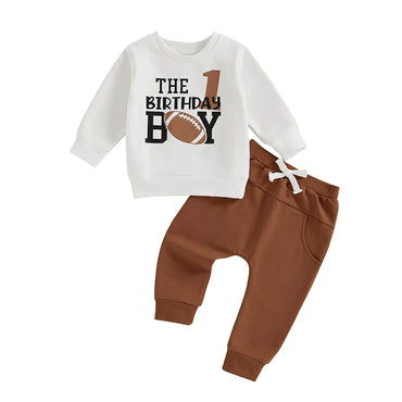 Long Sleeve Birthday Boy Football Toddler Set   