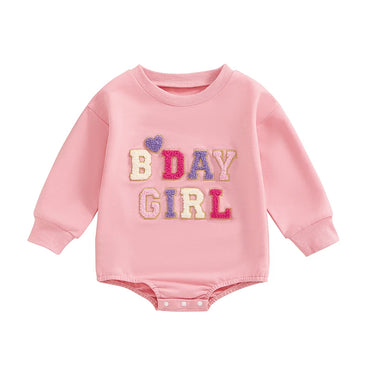 Birthday Chenille Letter Baby Bodysuit Pink 9-12 M 