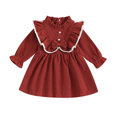 Long Sleeve Corduroy Toddler Dress Brown 12-18 M 