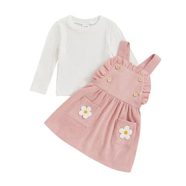 Flower Suspender Skirt Toddler Set Pink 9-12 M 