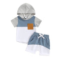 Color Block Hooded Shorts Toddler Set Blue 3-6 M 