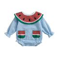 Long Sleeve Watermelon Baby Romper Blue 12-18 M 