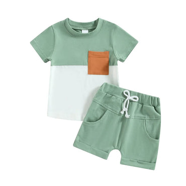 Solid Shorts Pocket Baby Set   
