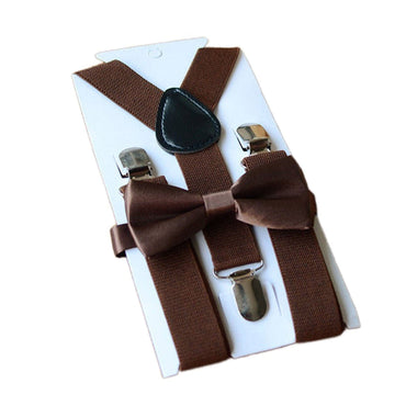 Adjustable Suspender Bow Tie Toddler Set Brown  