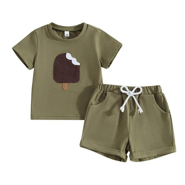 Ice Cream Solid Shorts Baby Set Green 3-6 M 