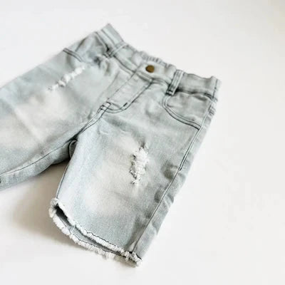 Slate Gray Bermuda Denim Toddler Shorts   