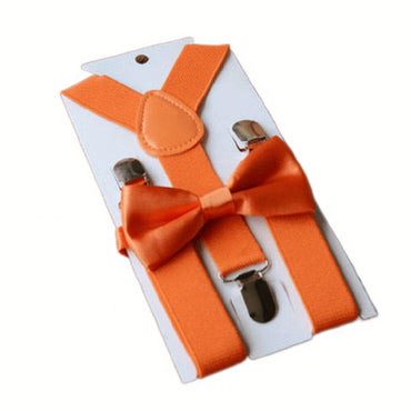 Adjustable Suspender Bow Tie Toddler Set Orange  