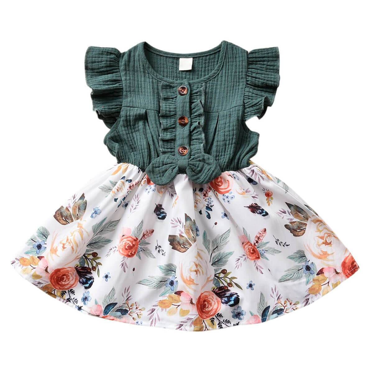 Floral Ruffled Toddler Dress   