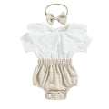 White Lace Plaid Baby Romper   