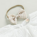 White Lace Plaid Baby Romper   
