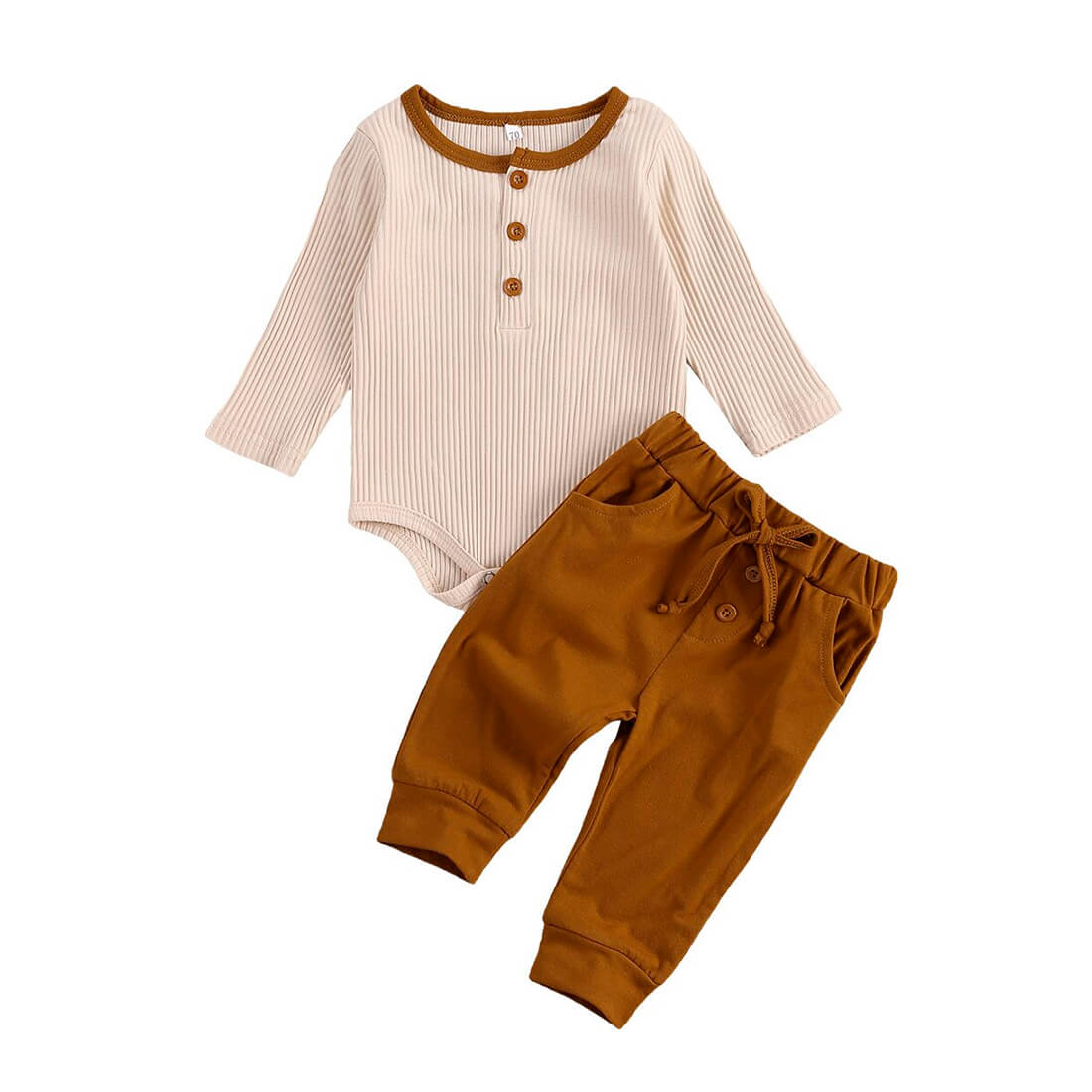 Long Sleeve Brown Pants Baby Set   