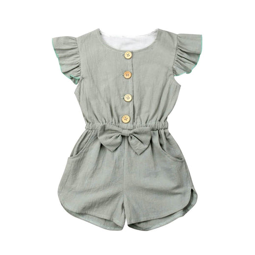 Ruffle Bow Toddler Romper Green Sage 4T 